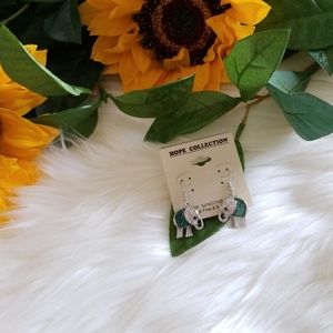 Silver/Patina Elephant Earring